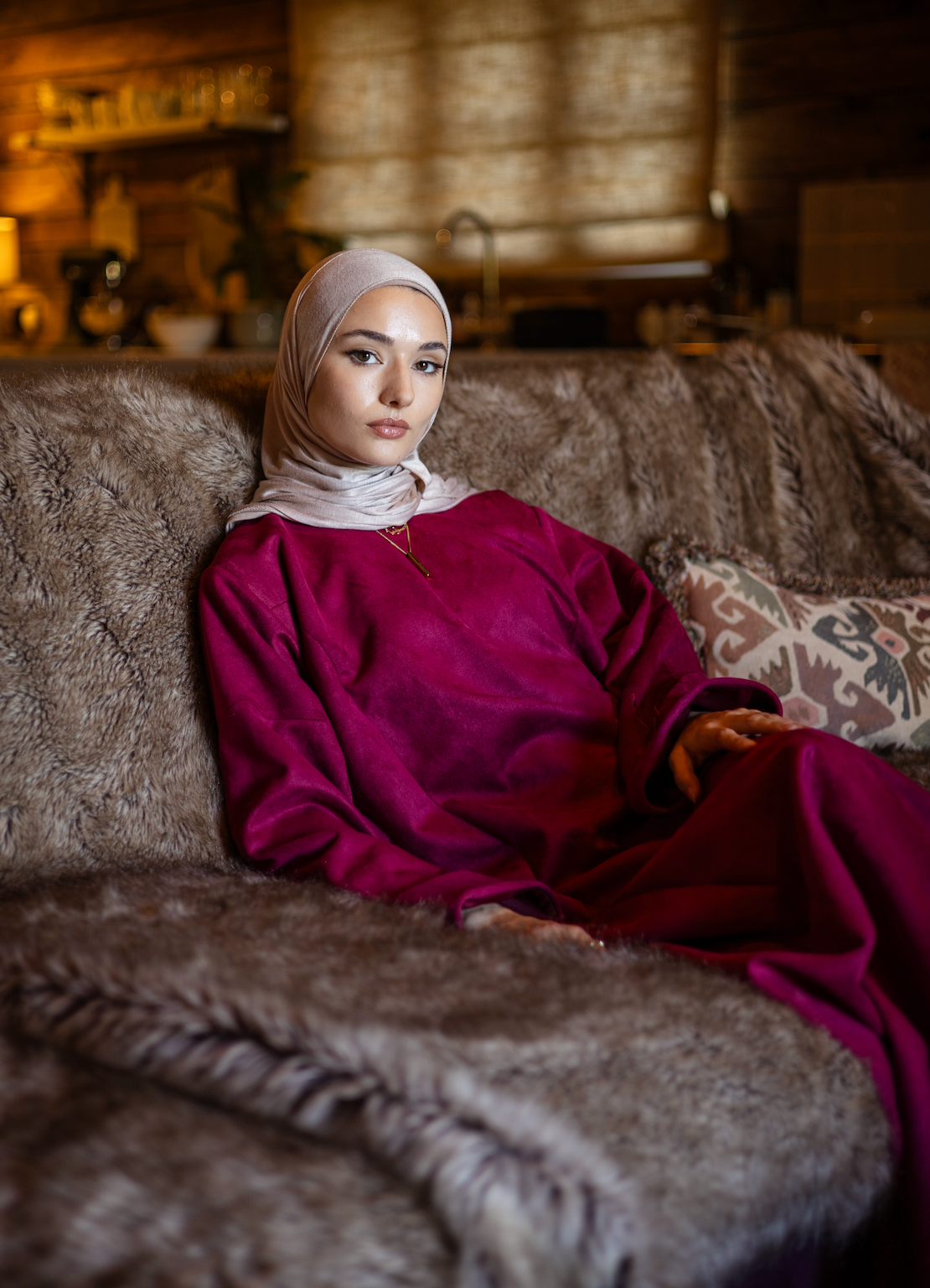 Safa Suede Abaya