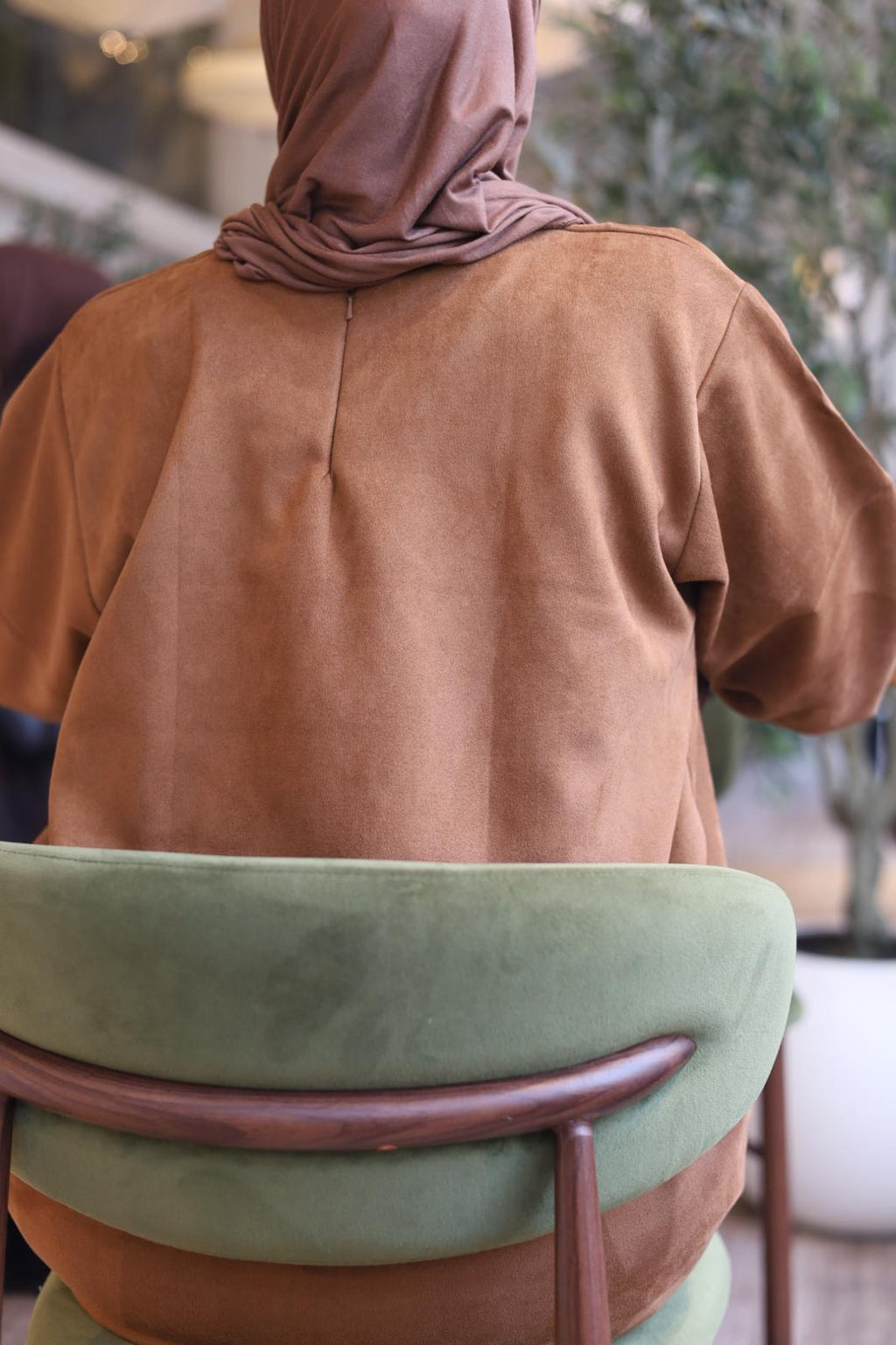Suede Abaya with Pockets and Jersey Hijab