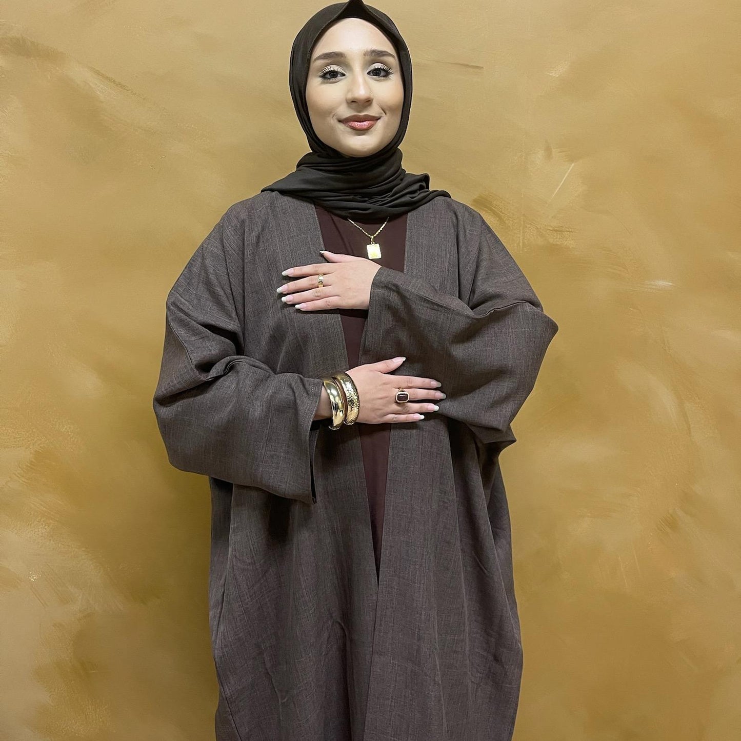 Batwing Linen DESIGN Abaya with Pockets - Women's Muslim Clothing